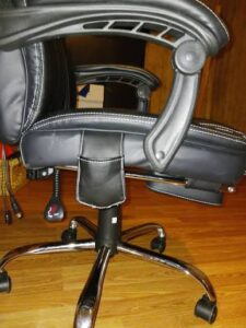 office chair leaning to one side